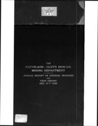 Cleveland-Cliffs Iron Company Mining Department Annual Report, 1920 (Part 1)