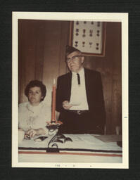 Veteran and Woman at Banquet Table