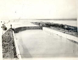 Concrete walls of lock approach canal