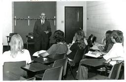 Professor Speaking to Class in Old Jamrich Hall (Part of the NMU Historic Photographs Collection)