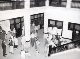 Interior Dorm and Kaye Hall Pictures 1955: View of Lobby/Staircase of Kaye Hall