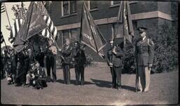 (008-005) American Legion and Veterans of Foreign Wars Members Posing with Flags