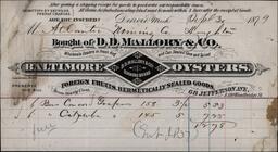 Invoice from D.D. Mallory and Company to Atlantic Mining Company