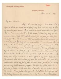 Lucius Lee Hubbard to Fannie Hubbard, 1891-12-20