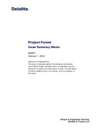 Project Forest Issue Summary Memo