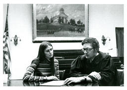 Student Speaking with Judge (Part of the NMU Historic Photographs Collection)