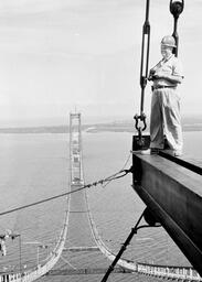 Atop a tower on the Mackinac Bridge