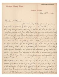 Lucius Lee Hubbard to Fannie Hubbard, 1891-12-13