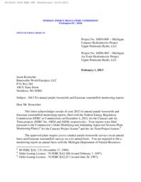 Cataract and Au Train Hydroelectric Projects 2012 Tri-annual Purple Loosestrife and Eurasian Watermilfoil Monitoring Reports