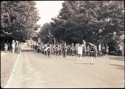 (127-002) Marching Band in Ontonagon 1944 Fourth of July Parade (1 of 3)