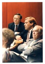 James Appleberry, Edward Havlik, and Unknown Board Member in Meeting (Part of the NMU Historic Photographs Collection)