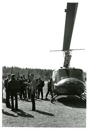 Large Group of People Gathered next to Helicopter (Part of the NMU Historic Photographs Collection)