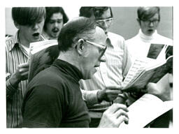 Closeup of Professor and Students Singing (Part of the NMU Historic Photographs Collection)