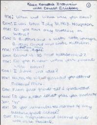 Donald Erickson Oral History Transcript, undated