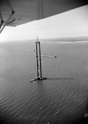 Aerial view of Mackinac Bridge tower