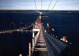 Cable spinning operation for Mackinac Bridge (1 of 12)