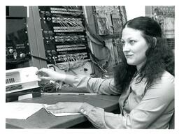 Student Operating Electronic Equipment (Part of the NMU Historic Photographs Collection)