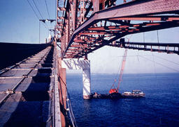 Cable spinning operation for Mackinac Bridge (4 of 12)