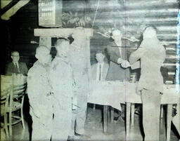 (134-03) APO Awards Dinner 1960: Three Scouts Stand While Award is Presented