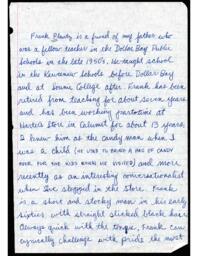 Frank Plautz Oral History Interview Notes