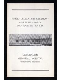 Ontonagon Memorial Hospital Public Dedication Ceremony Program