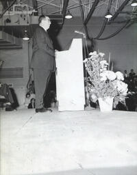 Orientation Week: Side View of Speaker Addressing Students