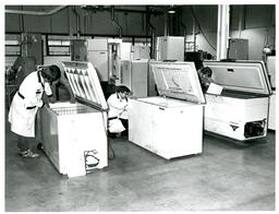 Students and Professors Working on Freezers (Part of the NMU Historic Photographs Collection)