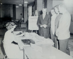 Michigan Association of School Administrators--Summer 1960: Four Men at Registration (2)