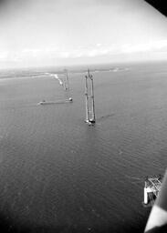 Aerial view of Mackinac Bridge before cables (3 of 3)