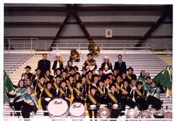 Marching Band Posing on Bleachers (Part of the NMU Historic Photographs Collection)