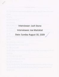 Joe Matiskiel Oral History Transcript