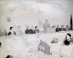 Graduate Luncheon 1958: View of Speaker and Faculty Seated