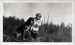 Young Tom Ross and Dog on Wagon Seat