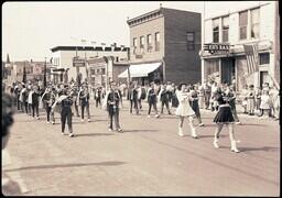 (127-003) Marching Band in Ontonagon 1944 Fourth of July Parade (2 of 3)