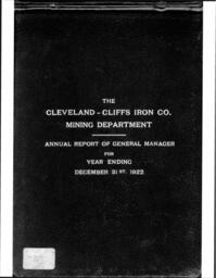 Cleveland-Cliffs Iron Company Mining Department Annual Report, 1922 (Part 1)