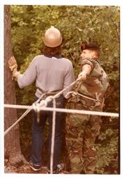 Two People Leaning Off Edge with Rope Harnesses (Part of the NMU Historic Photographs Collection)