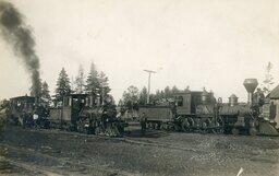 People with Two Thompson Lumber Company Locomotives