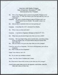 Matha Wiljanen Oral History Transcript, 1998